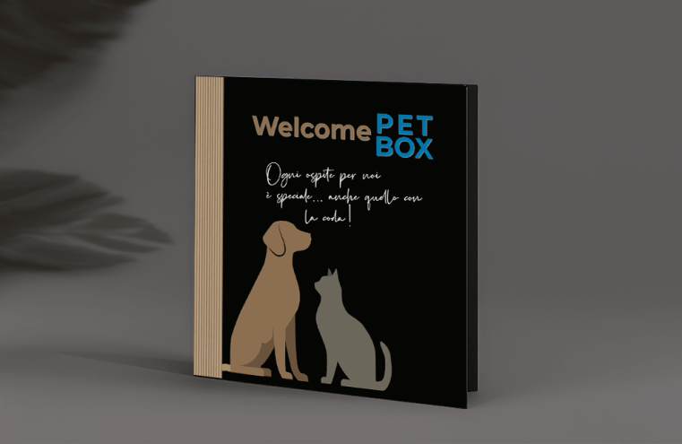 Welcome Pet Box presentation folder with information about the contents of the box